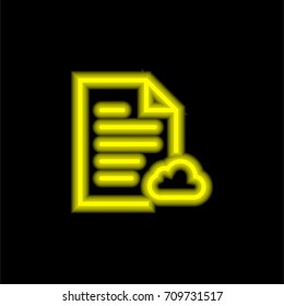 File yellow glowing neon ui ux icon. Glowing sign logo vector