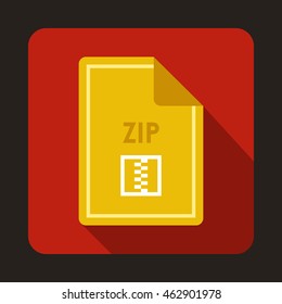 File ZIP icon in flat style with long shadow. Document type symbol