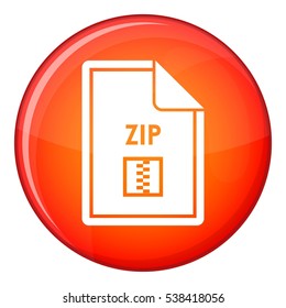 File ZIP icon in red circle isolated on white background vector illustration