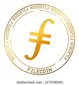 Filecoin FIL cryptocurrency vector symbol. Blockchain flat golden logo on white background vector illustration.