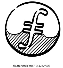 Leuchtensymbol, handgezeichnet, Vektorgrafik.