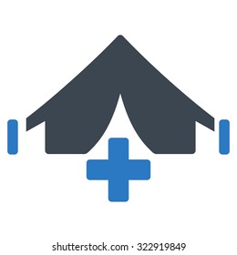 Filed Hospital vector icon. Style is bicolor flat symbol, smooth blue colors, rounded angles, white background.