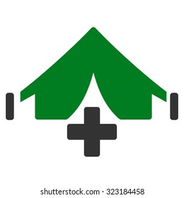 Filed Hospital vector icon. Style is bicolor flat symbol, green and gray colors, rounded angles, white background.