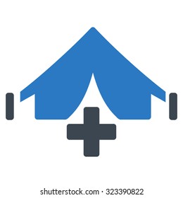 Filed Hospital vector icon. Style is bicolor flat symbol, smooth blue colors, rounded angles, white background.