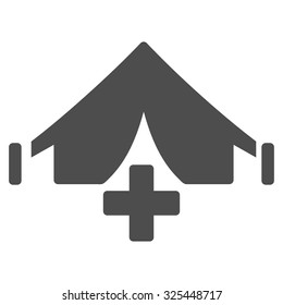 Filed Hospital vector icon. Style is flat symbol, gray color, rounded angles, white background.