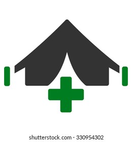 Filed Hospital vector icon. Style is bicolor flat symbol, green and gray colors, rounded angles, white background.