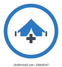 Filed Hospital vector icon. Style is bicolor flat rounded symbol, smooth blue colors, rounded angles, white background.