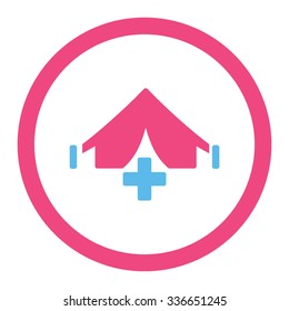 Filed Hospital vector icon. Style is bicolor flat rounded symbol, pink and blue colors, rounded angles, white background.