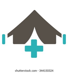 Filed Hospital vector icon. Style is bicolor flat symbol, grey and cyan colors, rounded angles, white background.