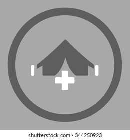 Filed Hospital vector icon. Style is bicolor flat rounded symbol, dark gray and white colors, rounded angles, silver background.