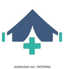 Filed Hospital vector icon. Style is bicolor flat symbol, cobalt and cyan colors, rounded angles, white background.