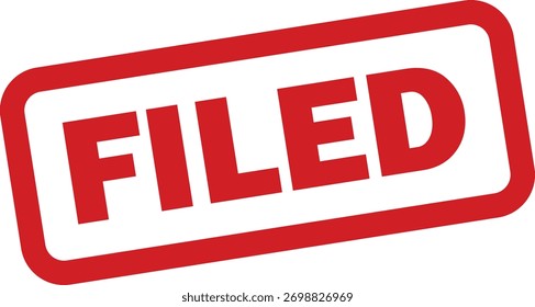 Filed stamp icon isolated on white background . Red filed stamp badge icon . Vector