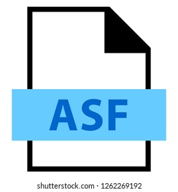 Filename extension icon ASF Advanced Streaming Format, Active Streaming Format created in flat style. The sign depicts a white sheet of paper with a curved corner and colored rectangle with name file.