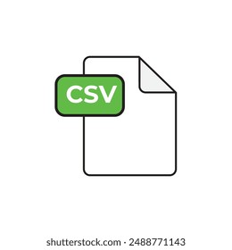 Filename extension icon CSV Comma-Separated Values in flat style. Quick and easy recolorable shape. Vector illustration a graphic element.