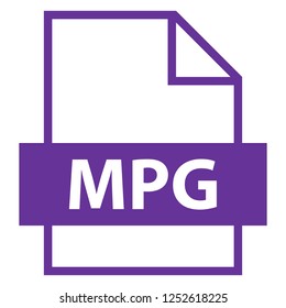 Filename extension icon MPG MPEG-1 standard for lossy compression of video and audio in flat style. Vector illustration a graphic element.