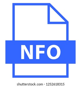 Filename extension icon NFO contraction of INFO or INFORMATION in flat style. Quick and easy recolorable shape. Vector illustration a graphic element.