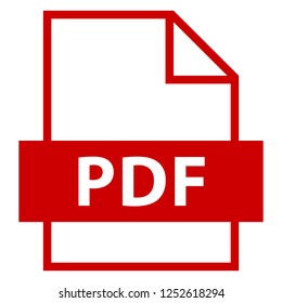 Filename extension icon PDF Portable Document Format in flat style. Quick and easy recolorable shape. Vector illustration a graphic element.