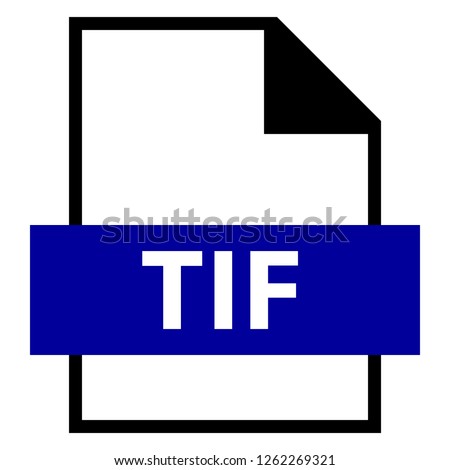 Filename extension icon TIF or TIFF Tagged Image file format created in flat style. The sign depicts a white sheet of paper with a curved corner and a colored rectangle with the name of the file.