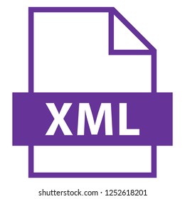 Filename extension icon XML eXtensible Markup Language in flat style. Quick and easy recolorable shape. Vector illustration a graphic element.