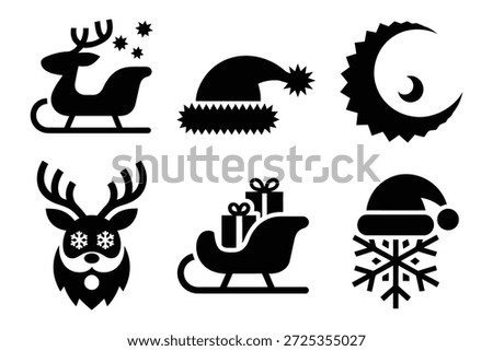 Filename hint: '27'. Focus only on what is visible.Title: Reindeer sleigh hat snowflake gift icons