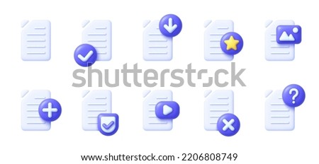 Files 3D Big Set. Vector files. Business icon. Check mark icon. Icon for web design. Vector illustrator