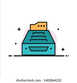 Files, Accounting, Accounts, Data, Database, Inbox, Storage  Business Flat Line Filled Icon Vector Banner Template