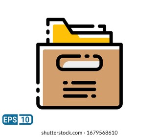 files archive box filled line style icon. isolated on the white background. vector illustration. EPS 10