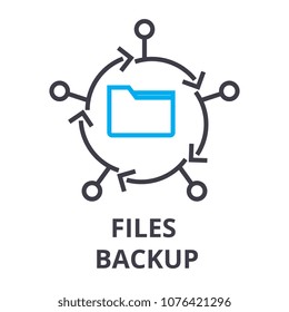 files backup thin line icon, sign, symbol, illustation, linear concept, vector 