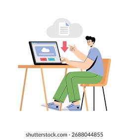 Files being dragged into a cloud folder for easy online upload Illustration 