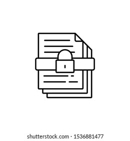 Files, blocked, key icon. Simple line, outline vector of confidential information icons for ui and ux, website or mobile application