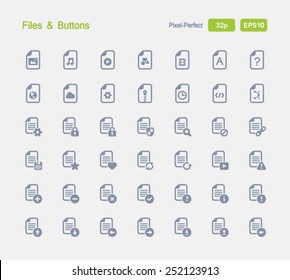 Files & Buttons. Granite Icon Series. Simple glyph style icons designed on a 32x32 pixel grid.