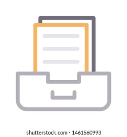 files cabinet colour line vector icon