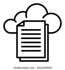 Files and cloud storage icon. Outline files and cloud storage vector icon for web design isolated on white background