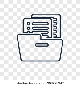 Files concept vector linear icon isolated on transparent background, Files concept transparency concept in outline style