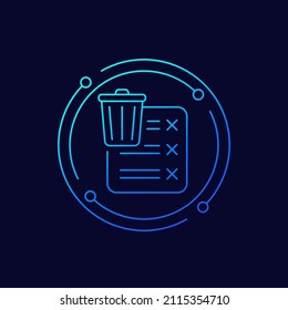 files to delete line vector icon