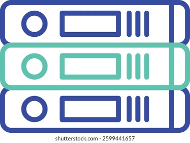 Files and document outline dual color vector illustration icon design