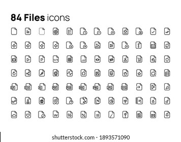 Files, documents. High quality concepts of linear minimalistic flat vector icons set for web sites, interface of mobile applications and design of printed products.