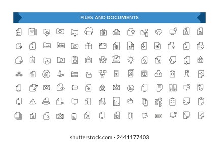 Files and Documents icon set. Office and Workplace web icons in line style. Employe, conference, project, document, business, work, support