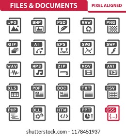 Files & Documents Icons. Professional, pixel perfect icons, EPS 10 format.