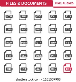 Files & Documents Icons. Professional, pixel perfect icons, EPS 10 format.