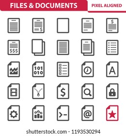 Files & Documents Icons. Professional, pixel perfect icons, EPS 10 format.