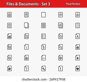 Files & Documents Icons. Professional, pixel perfect icons optimized for both large and small resolutions. EPS 8 format.