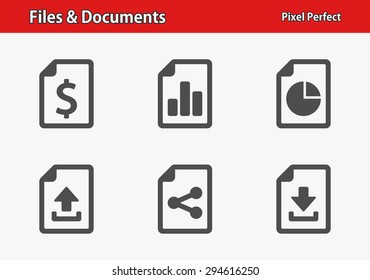 Files & Documents Icons. Professional, pixel perfect icons optimized for both large and small resolutions. EPS 8 format.