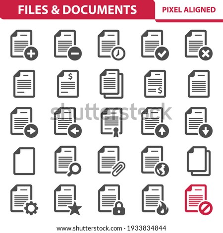 Files, Documents Icons. Professional, pixel perfect icons, EPS 10 format.