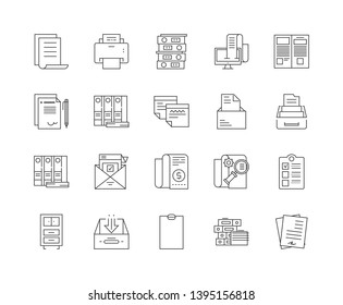 Files and documents line icons, signs, vector set, outline illustration concept 