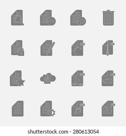 Files and documents silhouettes icons set vector graphic illustration