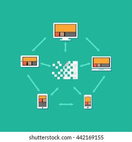 Files or documents transferring between each other. Document distribution. File sharing concept illustration.