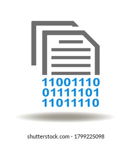 Files documents and zero one numbers icon vector. Digital transformation logo. Data recognition digitizing file sign.