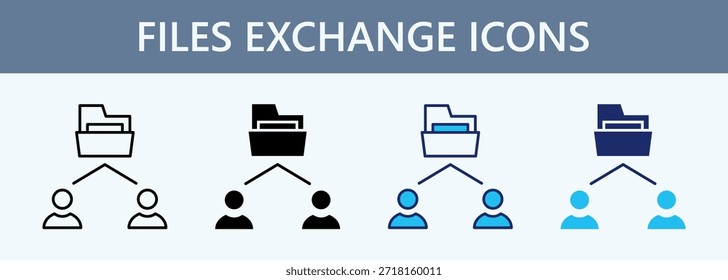 Icono de intercambio de archivos Establecer Colección de estilos múltiples