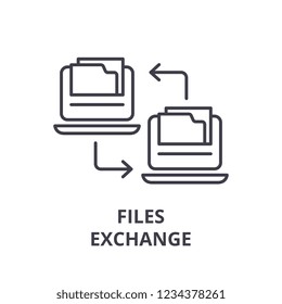 Files exchange line icon concept. Files exchange vector linear illustration, symbol, sign